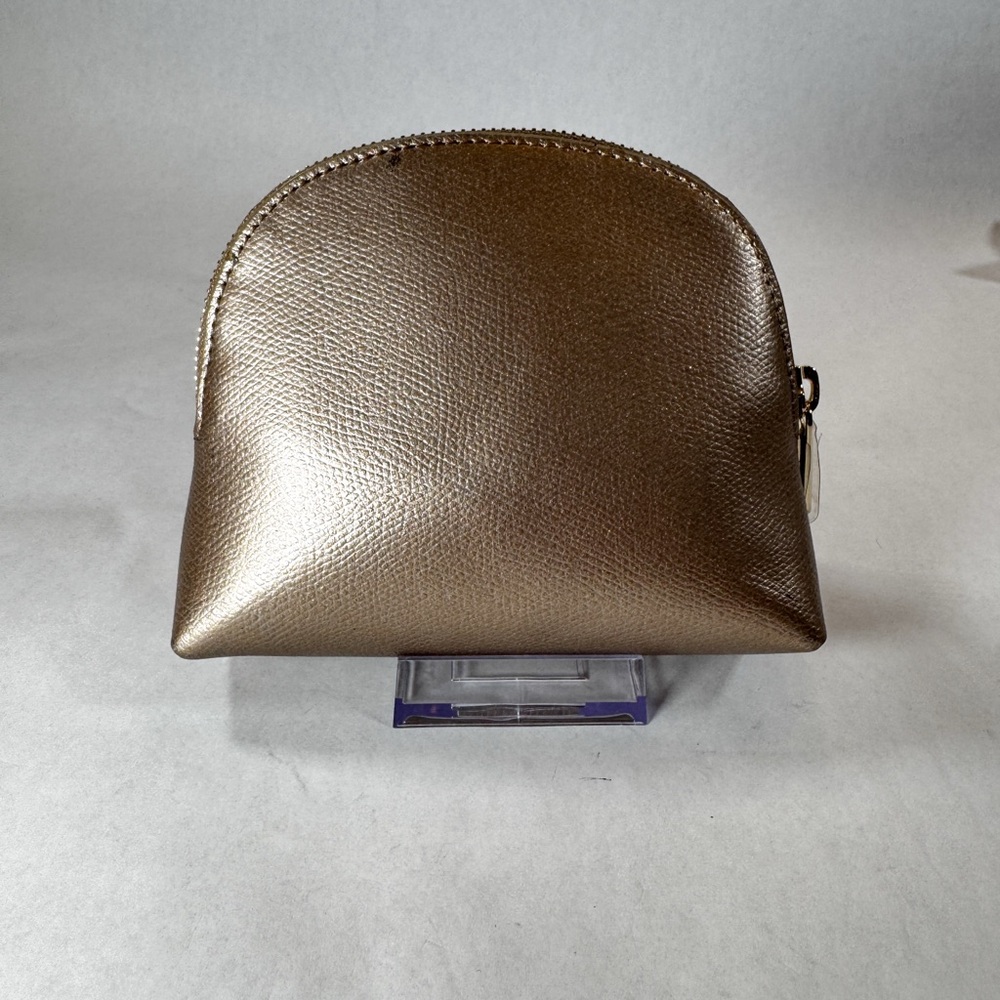 ✨ Furla Metallic Gold Leather Cosmetic Pouch / Zip Case ✨ - Picture 4 of 9